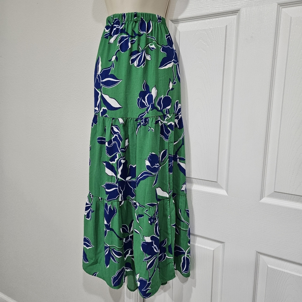 Floral Green and Blue Women's Skirt